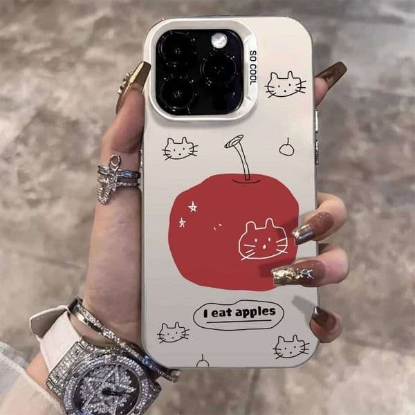 Cute Kawaii Doodle Cat with Red Case For Samsung Galaxy S26 S25 S24 S23 Ultra S22 Plus S21 FE A56 A55 A54 A53 A36 A34 A33 A26