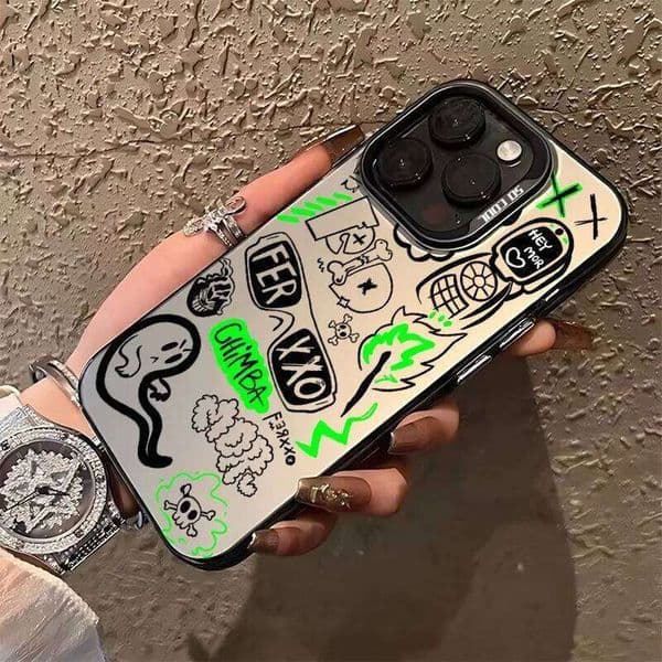 Graffiti Text Pattern Phone Case For iPhone 12 Max 17 16E XR X XS SE 14 15 16 Plus 13 11 Pro Cover