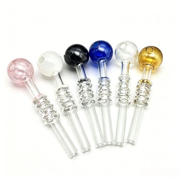 Wholesale Travel 5.5inch Colorful Thick Heady Glass oil burner Pipe Portable Urban Glass hand straw tube nails Pipes For Smoking