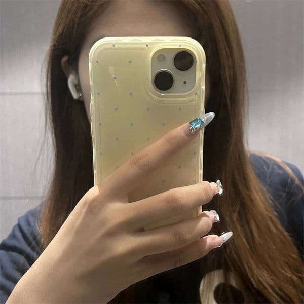 Korean Cute Polka Dot Macron Color Phone Case For iPhone 17 Air 16 15 14 13 12 Pro Max Trendy Aesthetic Anti Knock Soft Cover