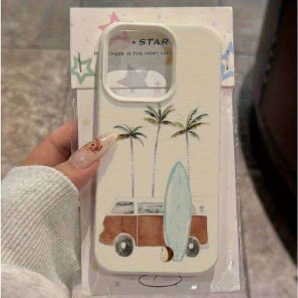 Luxury Vacation Palm Tree Surfboard Phone Case For iPhone 16 15 14 13 12 11 Pro Max X XS XR Plus 17 Air Soft Protective Cover
