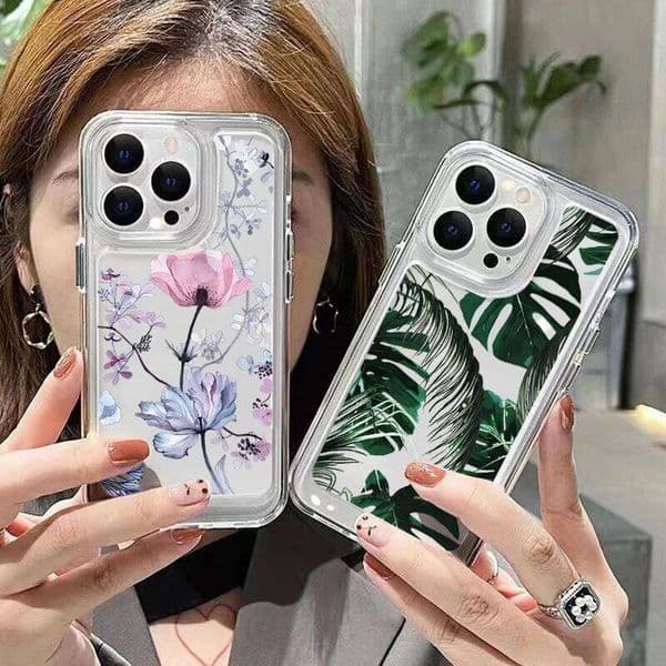 Transparent Palm Tree Leaves Floral Shockproof Phone Case For Xiaomi Redmi Note 14 13 12 Pro Plus 13C 14C 15C Protective Cover