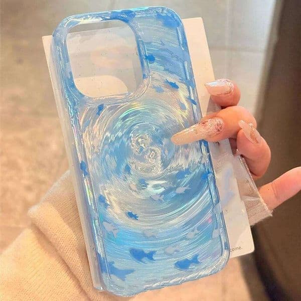 Silicone Laser Vortex Phone Case For iPhone 15 16 17 Pro Max 14 11 13 12 13promax 15promax Shockproof Fish Soft Funda Cover W260601