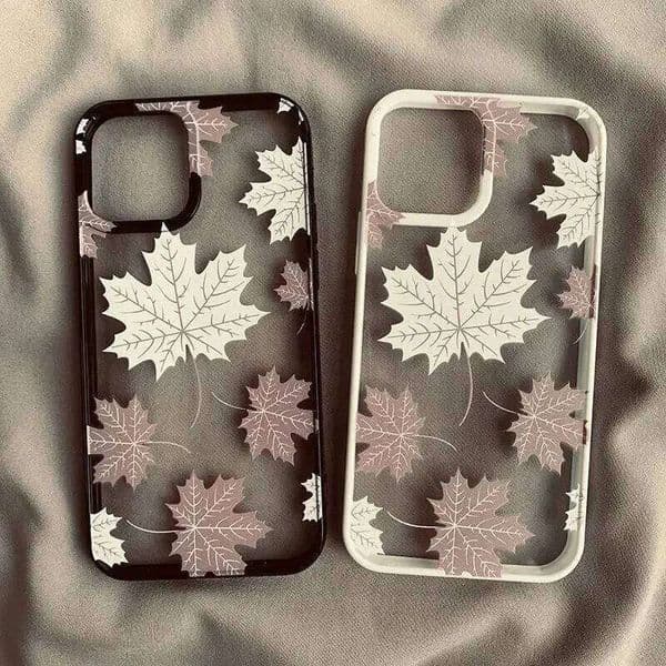 Luxury Maple Leaves Plant Phone Case For iPhone 15 14 13 12 11 Pro Max Mini XR X XS 7 8 16 Plus SE2 Shockproof Hard Cover