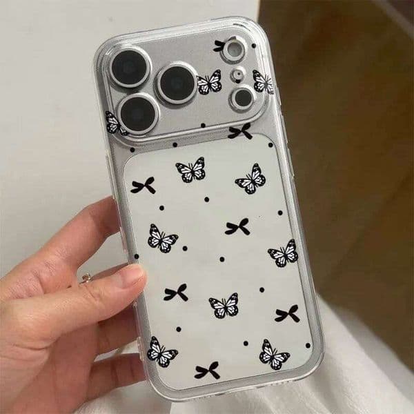 Black And White Butterfly Phone Case For iPhone 16 15 14 13 12 11 Pro Max 17 Air Mini XSMax XS XR X 7 8 Plus Soft Back Cover