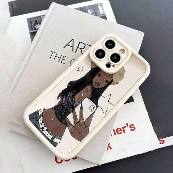 Fashion Black Skin Beautiful Girl Phone Case For iPhone Air XSMax XS XR X 17 16 15 14 11 Pro Max 13 12 Y2K Soft Cover