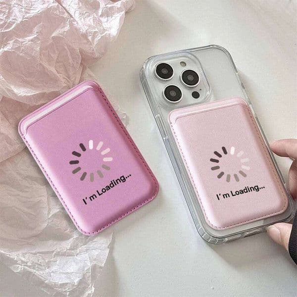 Aesthetic Gradient Loading Symbol Leather Phone Card Wallet For Magsafe Slim Back Pocket Case Shockproof Durable Stylish Design