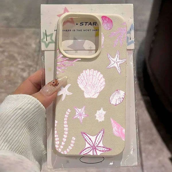 Pink Sea Creature Pattern Phone Case For iPhone Max 11 12 13 16 Pro 14 15 Plus 17 Air X Xs XR Lychee Soft Cover