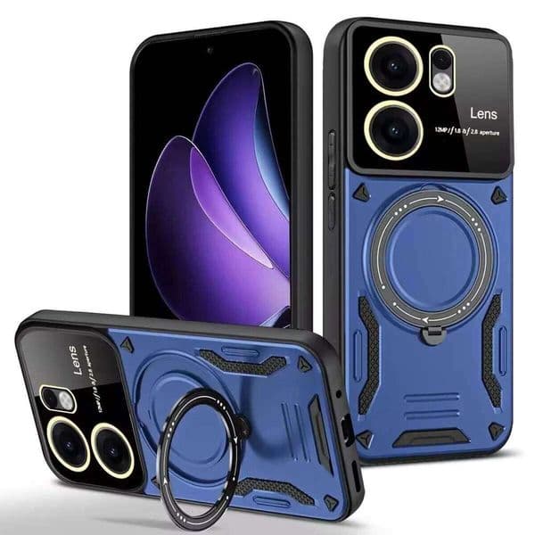 For OPPO Reno 15 14 13 12 15F 14F 13F 12F A6 Pro A6x A5 A5x 4G 5G 360° Magnetic Ring Stand With Camera Lens Protector Case