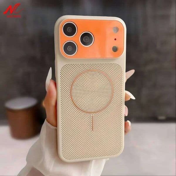 Heat Dissipation Hit Color Magnetic for Magsafe Case For iPhone Air 17 16 14 15 13 Pro Max Big Window Mesh Breathable Cool Cover