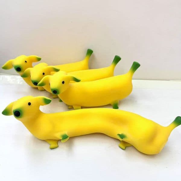 Simulation Soft Banana Dog Pinching Music For Adults and Children Decompression Pincinching toys deformable desktop ornaments By sea
