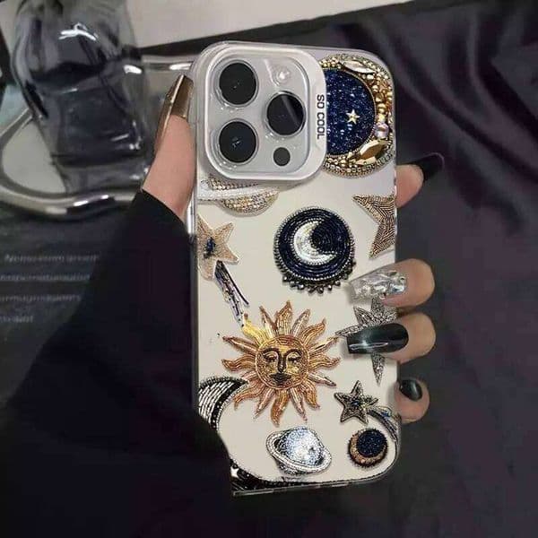 Abstract Painting Sun Moon Phone Case For Samsung Galaxy S26 S25 Ultra S24 FE S23 S22 S21 Plus A16 A56 A55 A54 A53 A36 5G Cover