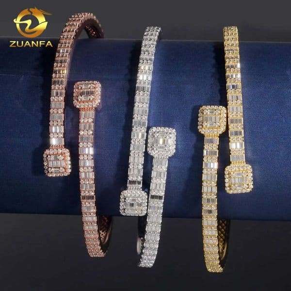Fine Jewelry Small Bracelet Silver 925 Iced Out Diamond Hip Hop Vvs Moissanite Bangles
