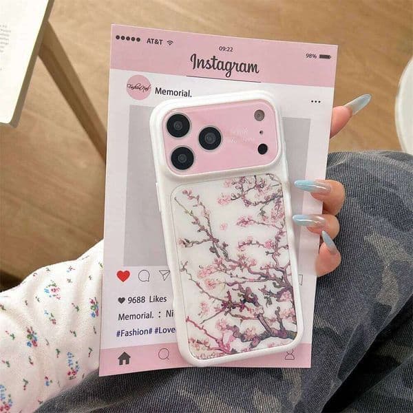 Korean Ins Apricot Blossom Cute Phone Case for iPhone 16 15 Pro 17 Max Funda Fashio Shockproof Protective Cover