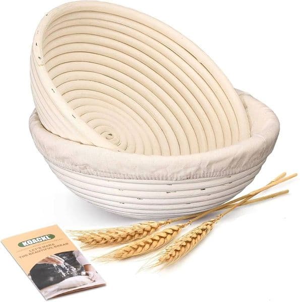 Banneton Basket, Round Sourdough Bread Tool, With Linen Cover, Used For Proofing Dough Patterns In Baking