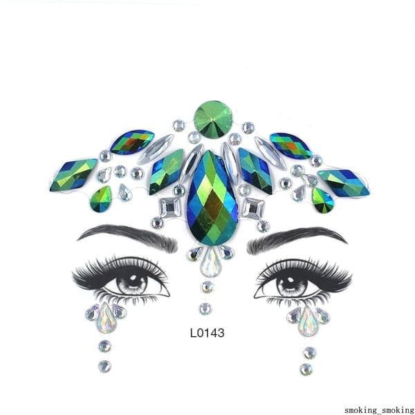 3D Sexy Face Tattoo Crystal Stickers Temporary Tattoos Glitter Fake Tattoo Rhinestones Masquerade Women Party Face Jewels Drill Stickers Eyes Sticker Decoration