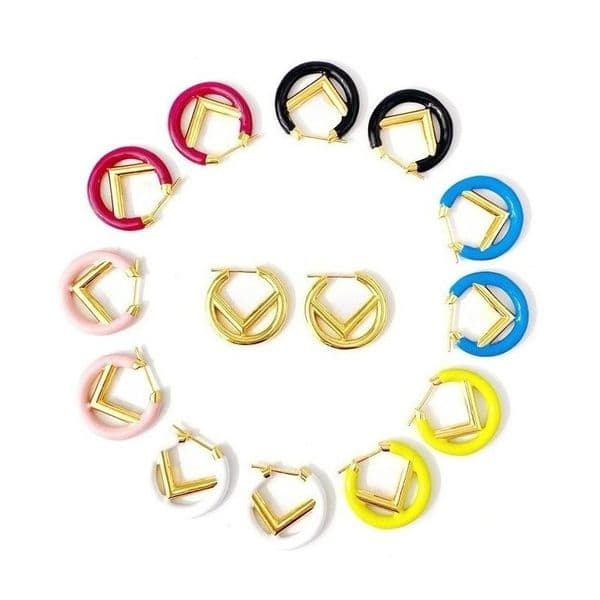 Vintage Designer Luxury Earrings 18K Gold Plated Stud Earrings for Women Vintage Enamel Letter Hoop Earrings High Quality Fashion Jewelry Gift