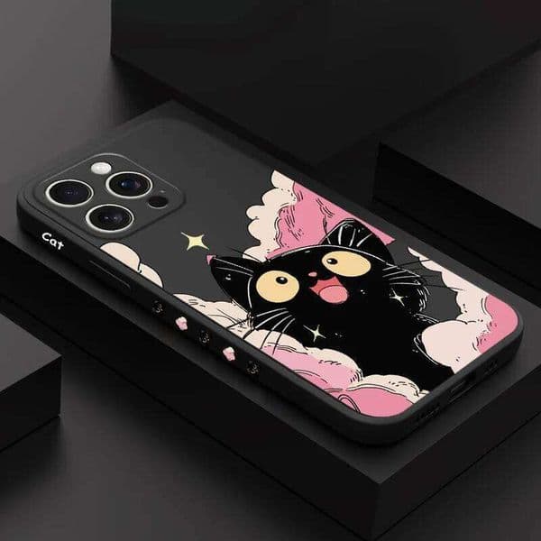 Cloud Cute Cat Phone Case For iPhone 17 16 16e 15 14 13 Plus Pro Max Mini Silicone Cover