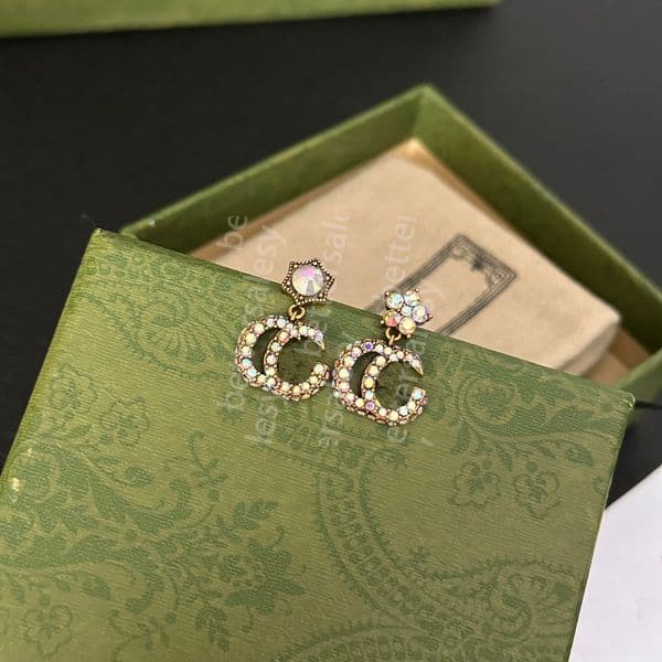 Designer Fashion Women Brass Earrings Crystal Rhinestone Pearl Earrings Luxury Wedding Party Designers Jewerlry Christmas Gifts