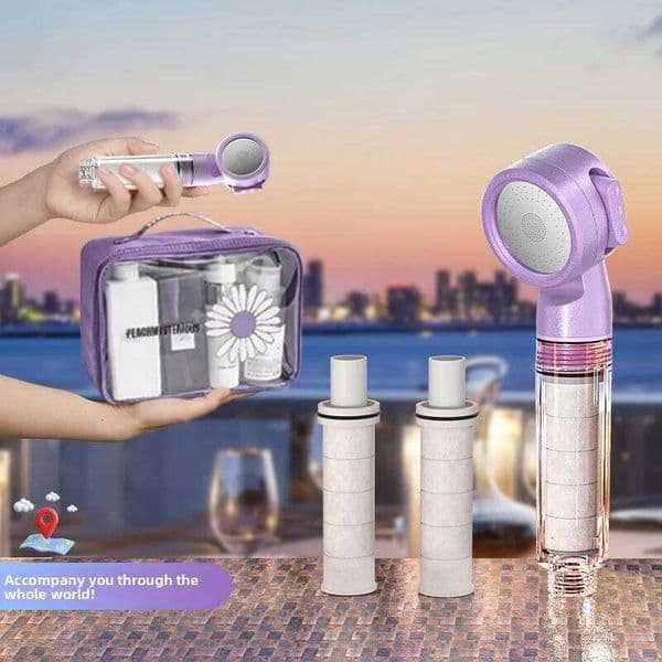 Pressurized Filter Water Purifying and Antibacterial Nozzle Portable Shower Head for Traveling Business Trips Hotel