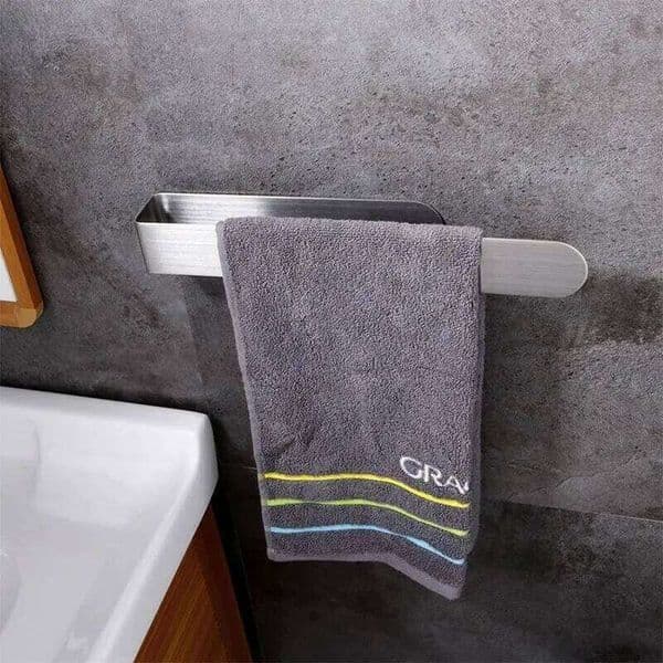 Stainless Steel Bar Holder with Hooks, Wall Mounted Bathroom Hand Towel Rack, Multi-Purpose Robe Hook Rack