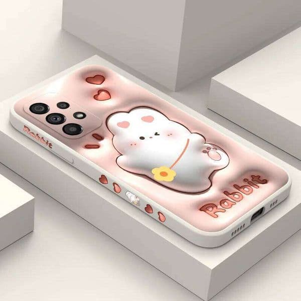 Puffy Rabbit Case For Samsung Galaxy A73 A53 A33 A23 A16 A13 A06 A03 A72 A52 A52S A32 A22 A12 A02 A02S A71 A51 A31 4G 5G Cover