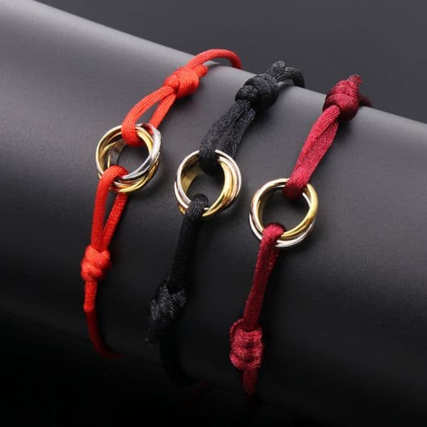 Men Women Bracelet Classic Designer Knotted Rope Bracelet Interlocking Triple Rings Charm Bracelets Adjustable Braided String Bracelet Fashion Jewelry Gift