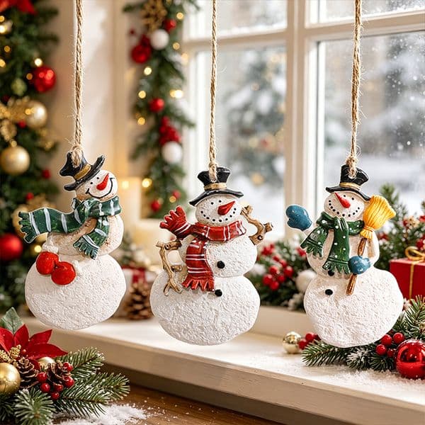 New Custom Resin Santa Snowman Christmas Ornaments Cartoon Xmas Tree Hanging Pendants Wholesale Holiday Decor Accessories