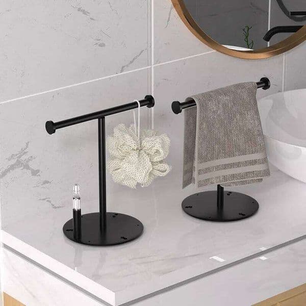 Black T-shaped Countertop Rack, Bathroom Hand Holder, Kitchen Dish Cloth Drying Stand, Space Saving Towel Organizer