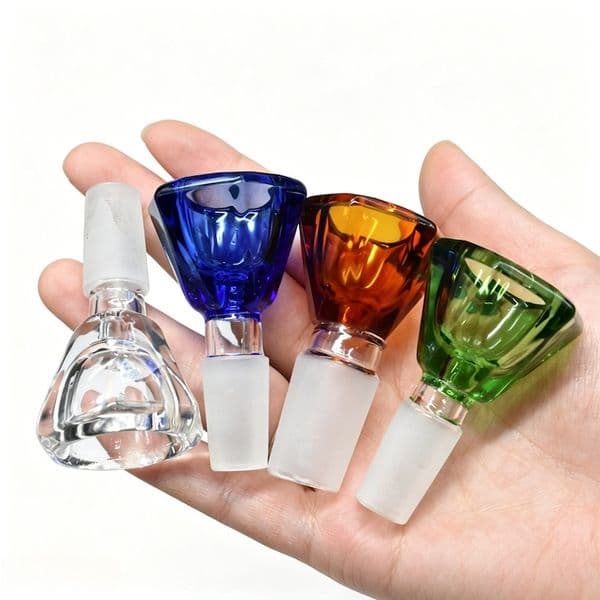 Wholesale Colorful 14mm 18mm male Thick heady Glass Tobacco Bowl Diamond Cut Smoking dry herb Bowls for water bong pipes