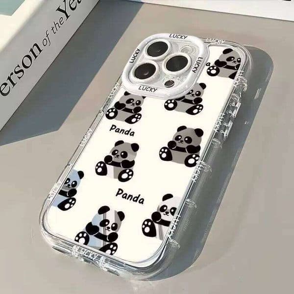 Funny Cute Panda Case Compatible for IPhone 12 11 13 14 Pro X XR XS Max 16 8 7 15 Plus Make Up Mirror Soft Cover