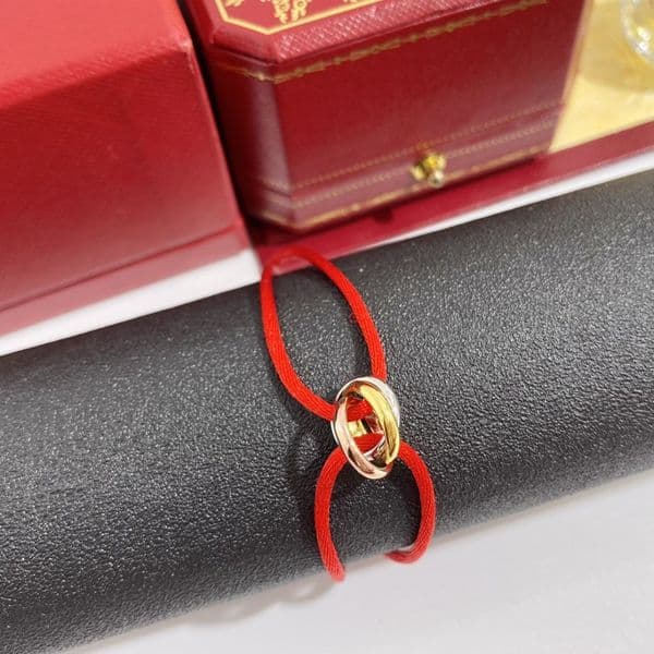 Classic Bracelet for Men and Women Designer Braided Knotted Rope Bracelet with Triple Rings Luxury Couple Bracelet 18K Gold Plated High Quality Jewelry Gift