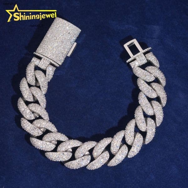Luxury GRA Certificated 925 Sterling Silver 18mm Moissanite Cuban Link Bracelet Hip Hop Jewelry Custom Bracelet for Men