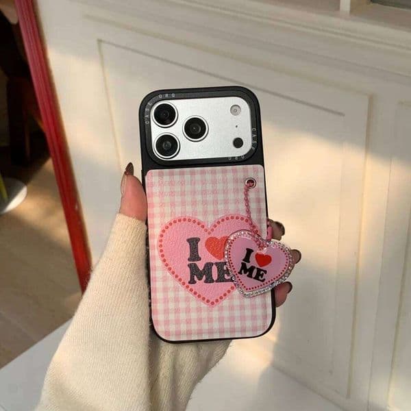 Leather texture flip love phone case, suitable for iPhone 14/15/16/17 Max, Fundans 17 Pro new shock-proof protective case