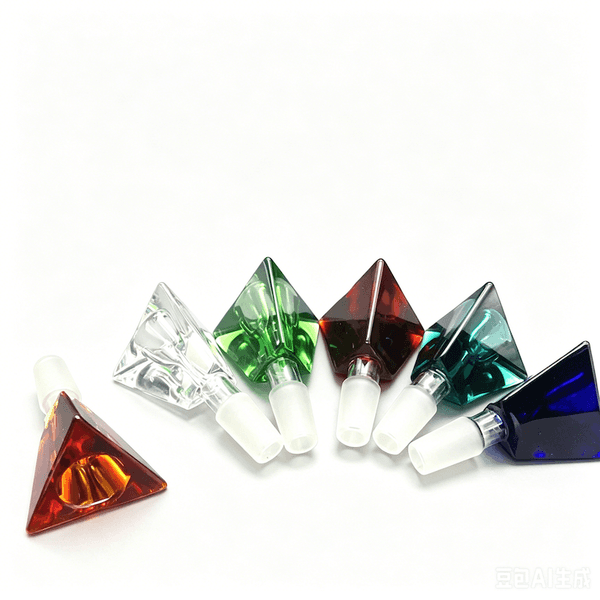 Colorful 14mm 18mm male Triangle 3D Diamond Glass tobacco Bowl for herbal smoking bowls for water Pipe Glass Bong Ashcatcher