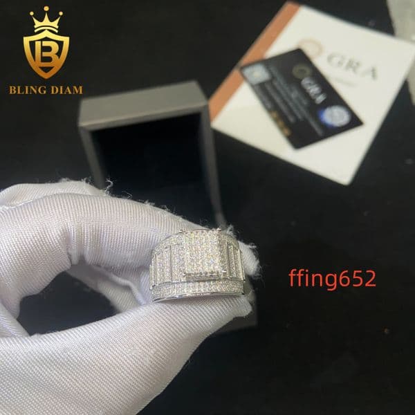 925 Sterling Silver Moissanite Rings for Men Iced Out Moissanite Hip Hop Jewelry High Quality Diamond Pass Diamond Test in Stock