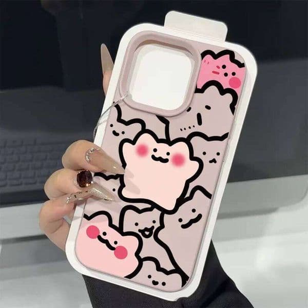Funny Cute Kitten Cat Case Compatible For IPhone 11 13 12 Pro X XS XR Max 16 15 14 Plus Leather Texture Soft Cover