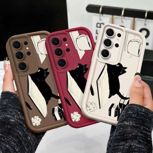 Funny Cat Phone Case For Samsung Galaxy S26 S25 S24 FE Plus Ultra 5G Staircase Soft Cover
