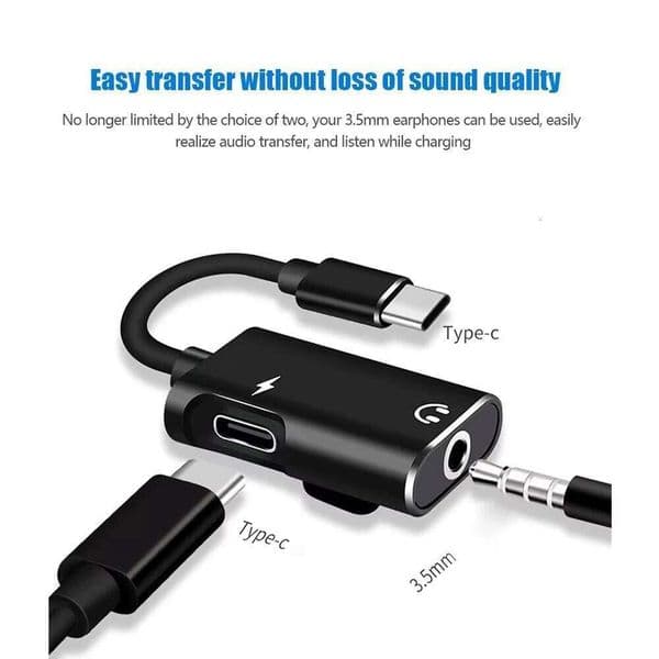 Upgrade USB 3.5mm Audio Splitter Adapter 2 in 1 to Headphone Jack with PD Fast Charging for Type C Phone Tablet
