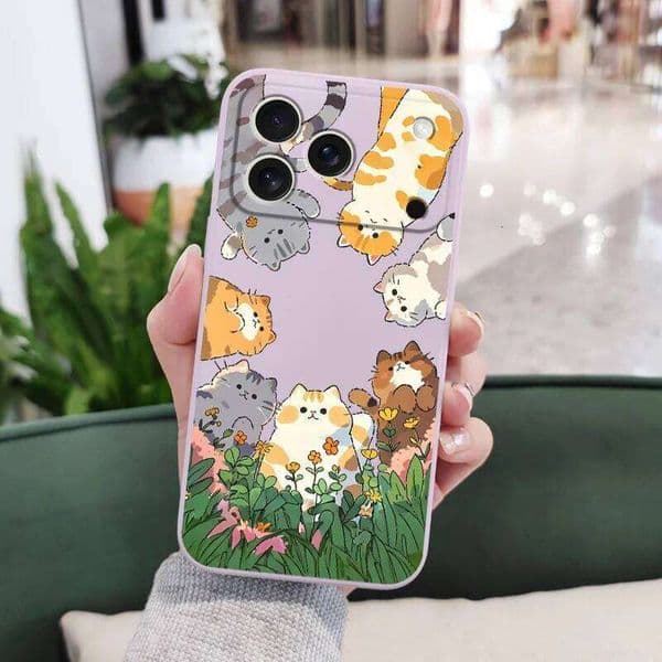 Lovely cat Phone Case For iPhone 17 Air 16 16e 15 14 13 Pro Max Plus Mini Liquid Silicone Soft Cover