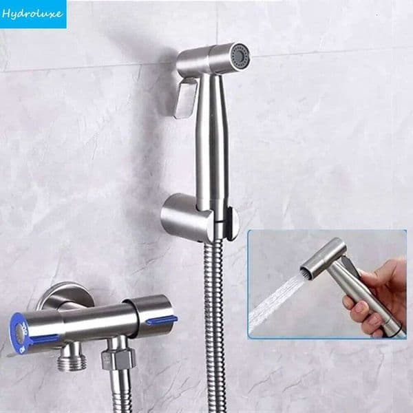 Toilet Bidet Sprayer 304 Stainless Steel Two Way Faucet With 1.5M Flexible Hose Bathroom Shower Head Set