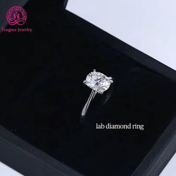 IGI Certified Oval Cut Lab Grown Diamond Engagement Ring 925 Silver Pave CVD HTHP 15CT D VVS2 Lab Diamond Ring for Wedding