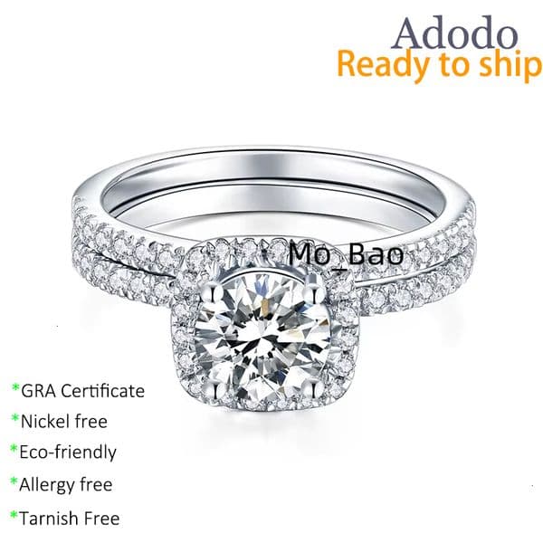 9 Factory Round Cut 1ct D Color VVS1 GRA Moissanite Jewelry Matching Couple Certified 925 Sterling Silver Stacking Diamond Ring