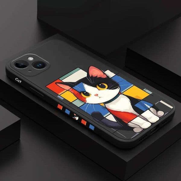 Romantic Cat Phone Case For iPhone 16 15 14 13 12 11 X XR XS Plus Pro Max Mini Silicone Cover