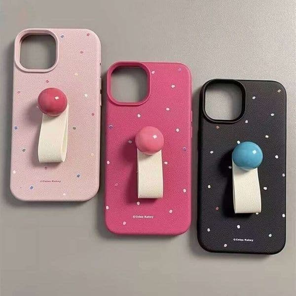 Simple Colored Dots 3D Doll Ball Soft Compatible for IPhone 13 14 11 12 Pro 16 15 Plus X XR XS Max Macaron Case