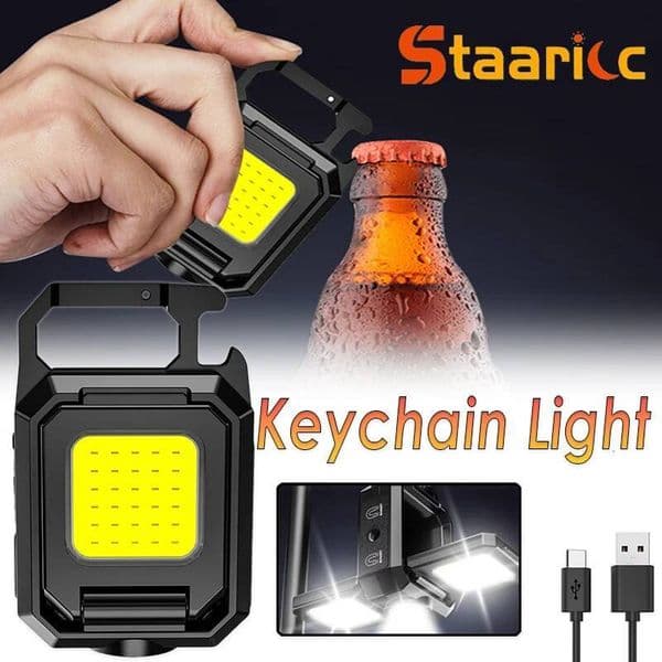 Keychain Light Mini Multifunctional Camping Flashlight USB Rechargeable LED Portable Bright COB Pocket Clip Lantern Outdoor Work ddmynov