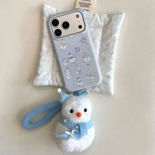 Cute winter glitter snowman mobile phone case, suitable for iPhone 15,14,16,17 Pro Max, Korea INS new shockproof protective case
