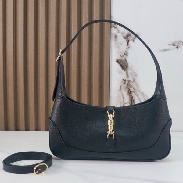 Designer-Inspired Crescent Shoulder Bag Soft Leather & Canvas Crossbody with Metal Push-Lock Closure for Women's Daily & Party Wear