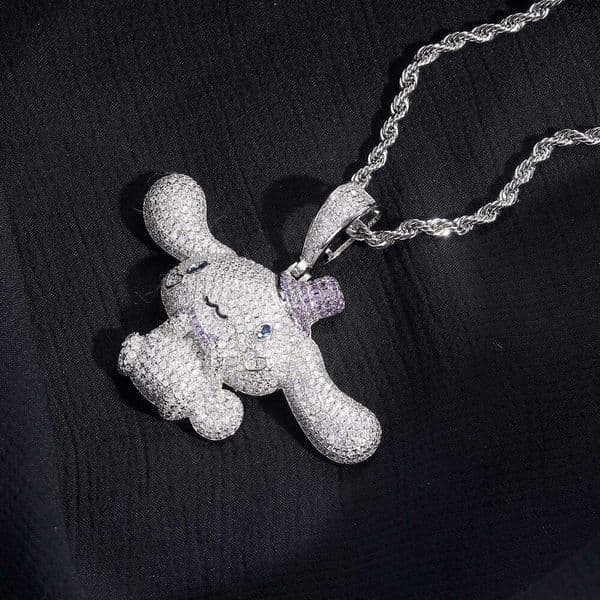 Fashionable trendy cute cartoon character Cinnamoroll pendant, full of diamonds, popular online, versatile hip-hop necklace for both men and women