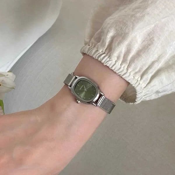 Oval Dial Small Green Simple Stainless Steel Ladies Wristes Brand Women Luxury Gift Quartz L260603